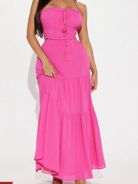 Fashion Nova Hot Pink Tiered Maxi Dress